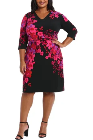 London Times T7062M - Floral Print Sheath Dress