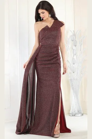 May Queen MQ1976 - One-Sleeve Embellished Prom Dress