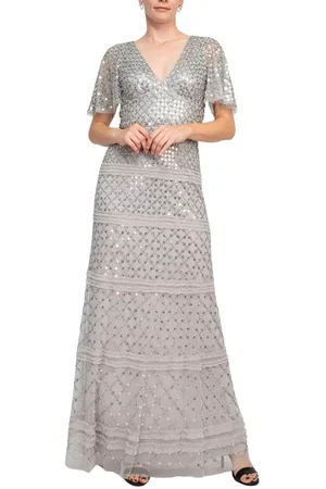Aidan Mattox MD1E206559 - Short Sleeve Sequined Evening Dress