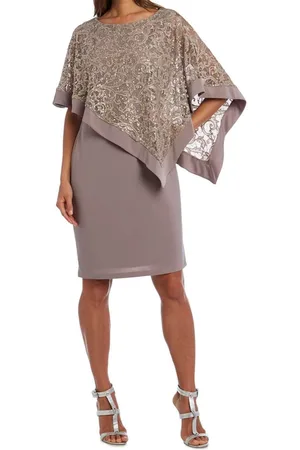 R & M Richards 2292 - Lace Poncho Cocktail Dress
