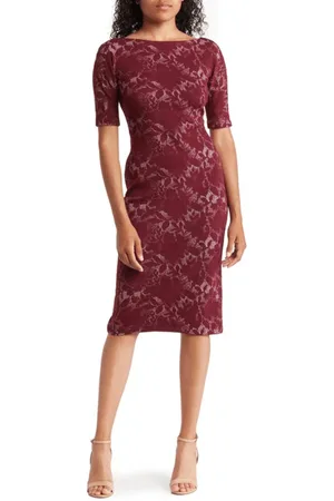 MAGGY G3202M - Bateau Texture Printed Formal Dress