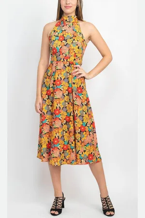 Tahari ASL 2NM036 - Floral High Halter Casual Dress