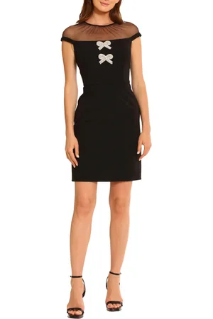 MAGGY G5772M - Illusion Yoke Cap Sleeve Cocktail Dress