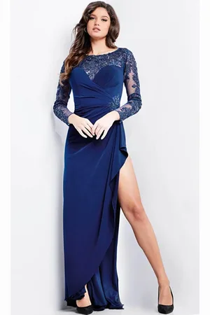 JOVANI 26285 - Embroidered Slit Long Dress