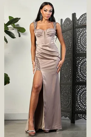 May Queen MQ2001 - Bustier Prom Dress with Slit