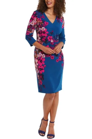 London Times T7062M - Floral Print Sheath Dress