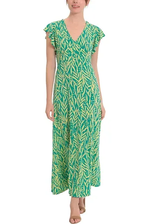 London Times T6813M - Flutter Sleeve Floral Dress