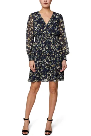 LAUNDRY HU05D37 - Floral Printed Long Sleeve Cocktail Dress