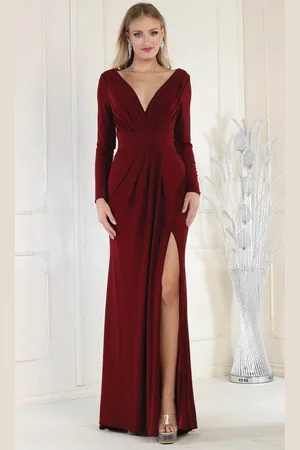 May Queen MQ1999 - Plunging Formal Evening Gown