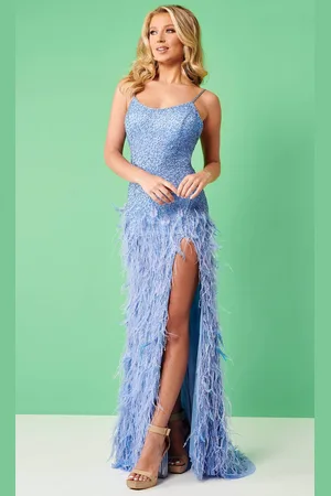 Rachel Allan 70437 - Feather Embellished Evening Gown