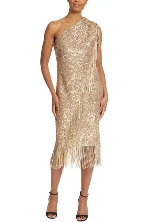 Badgley Mischka SC2800 - Sequined Fringe Asymmetric Cocktail Dress