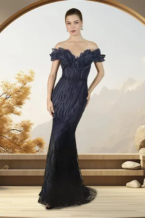 Janique 15150 - Illusion Neckline Beaded Gown