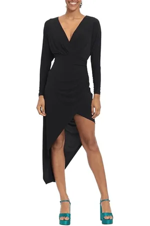 Donna Morgan D8259M - Asymmetric Hem Long Sleeve Evening Dress
