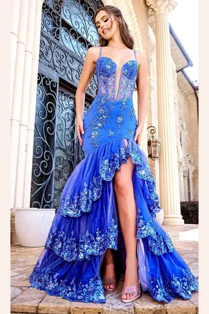 Portia and Scarlett PS24409 - Beaded Lace Tiered Prom Gown