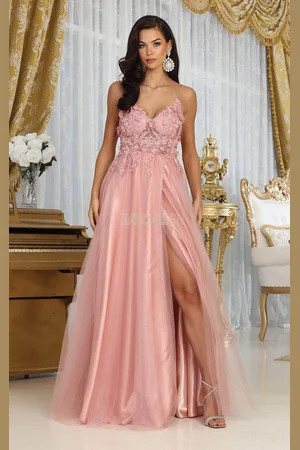 May Queen MQ2011 - Glitter A-Line Prom Dress with Slit