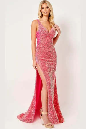Rachel Allan 70438 - Sequined Crisscross Side Prom Gown