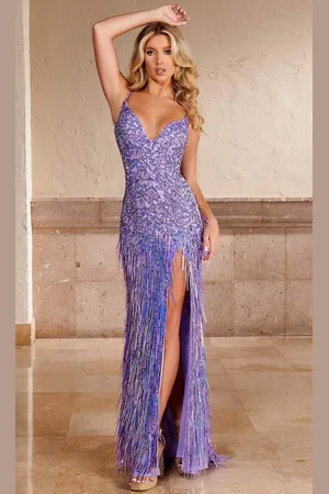 Rachel Allan 70317 - iridescent Fringed Evening Gown