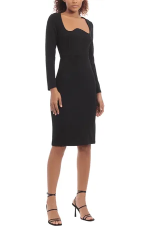 Donna Morgan D8218M - Curved Neck Knee Length Evening Dress