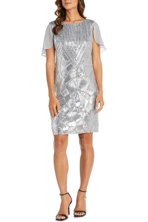 R & M Richards 7721 - Capelet Sequin Cocktail Dress