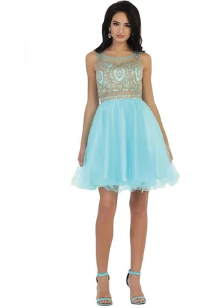 May Queen Rhinestone Embellished Metallic Cocktail Dress