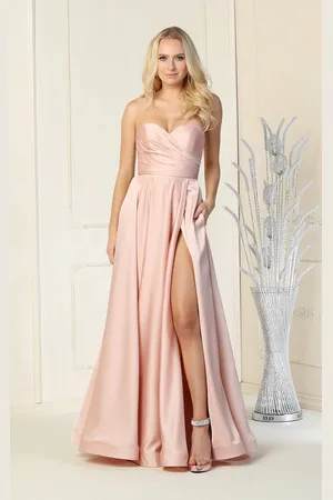 May Queen MQ1846 - Strapless High Slit Prom Dress