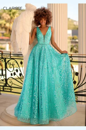 Clarisse 800309 Sleeveless Sequined Motif A-Line Gown