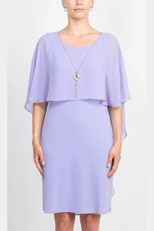 Glamour G0N180 - Scoop Neck Cape Accented Short Dress