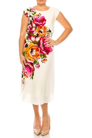 London Times T6088M - Floral Cap Sleeve Dress
