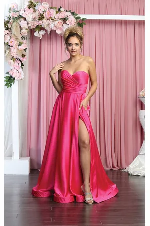 May Queen MQ1846 - Strapless High Slit Prom Dress
