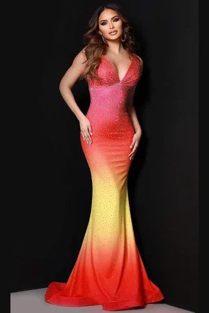 Johnathan Kayne 2501 - Embellished Sleeveless V-neck Long Dress