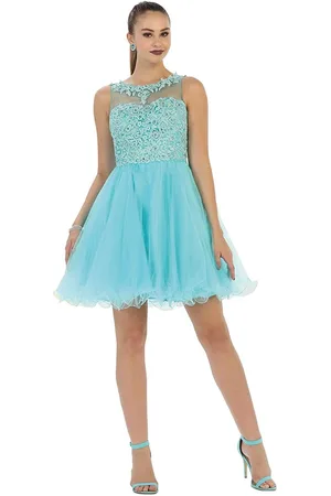 May Queen Floral Applique A Line Cocktail Dress