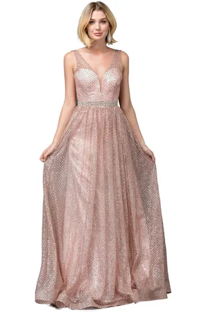 Dancing Queen 2834 Plunging V-Neck A-Line Evening Gown