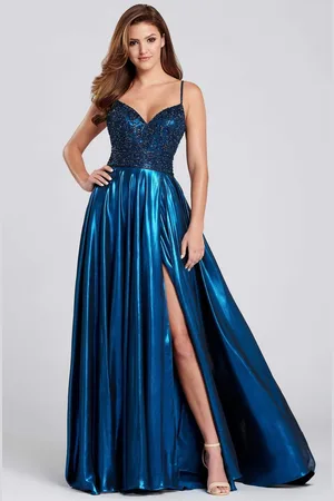 Mon Cheri EW120107 Beaded Plunging V-neck A-line Gown