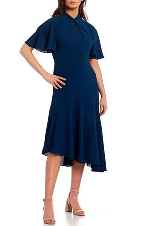 MAGGY G3570M - High Neck Asymmetrical Hem Formal Dress