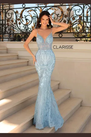Clarisse 5138 Beaded Strappy Back Embroidered Gown