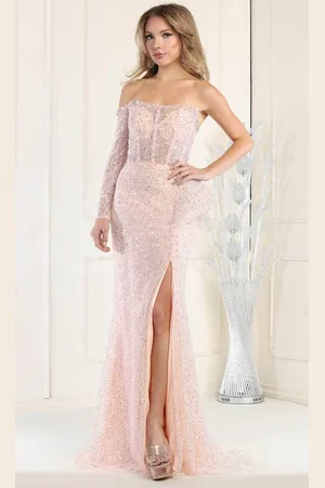 May Queen RQ7954 - Asymmetric Strapless Evening Gown