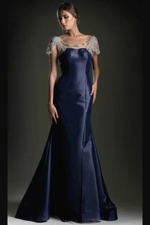 Andrea and Leo A5007 - Beaded Scoop Neck Cutout Evening Dress