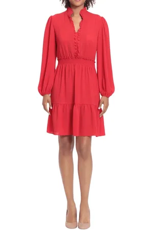 London Times T6539M - Bishop Sleeve Short Dress