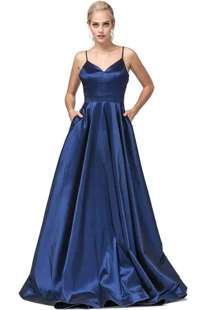 Dancing Queen 2825 V-Neck Pleated A-Line Evening Gown