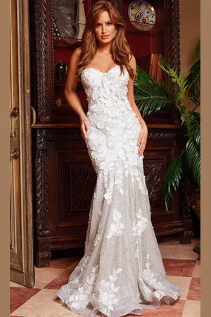 JOVANI 07496 - Lace Appliqued Sweetheart Evening Gown