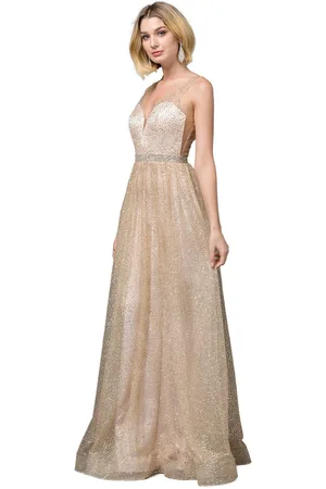 Dancing Queen 2834 Plunging V-Neck A-Line Evening Gown