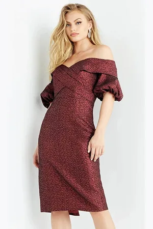 JOVANI 06833 - Off Shoulder Puff Sleeves Formal Dress