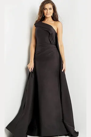 JOVANI 09203 - Asymmetrical Pleated Evening Gown