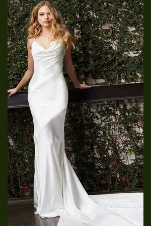 Jovani Bridal JB03910 Cowl V Neck Bridal Dress