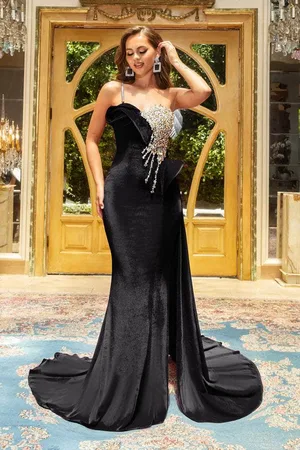 Portia and Scarlett PS22626 Rhinestone Velvet Sculpted Gown