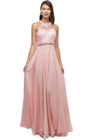 Dancing Queen 9548 Jeweled Illusion Halter Chiffon Prom Dress