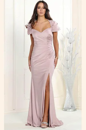 May Queen MQ1928B - Puff Sleeve Sweetheart Evening Dress