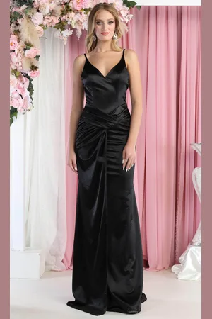 May Queen MQ1955 - V-Neck Wrap Sheath Evening Gown