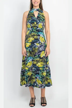 Sam Edelman 09K751 - Keyhole Front Floral Long Dress