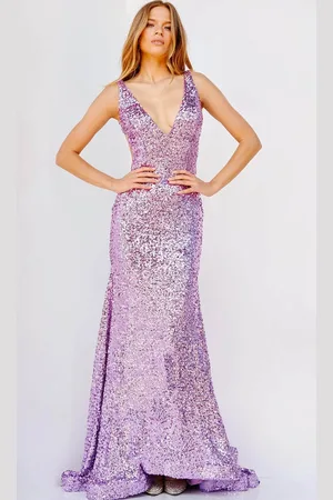 JOVANI 23079 - Sequined Illusion Side Prom Gown